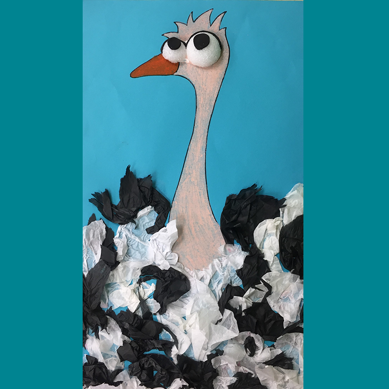 Kidcreate Studio - Oak Park, How to Draw an Ostrich Art Project