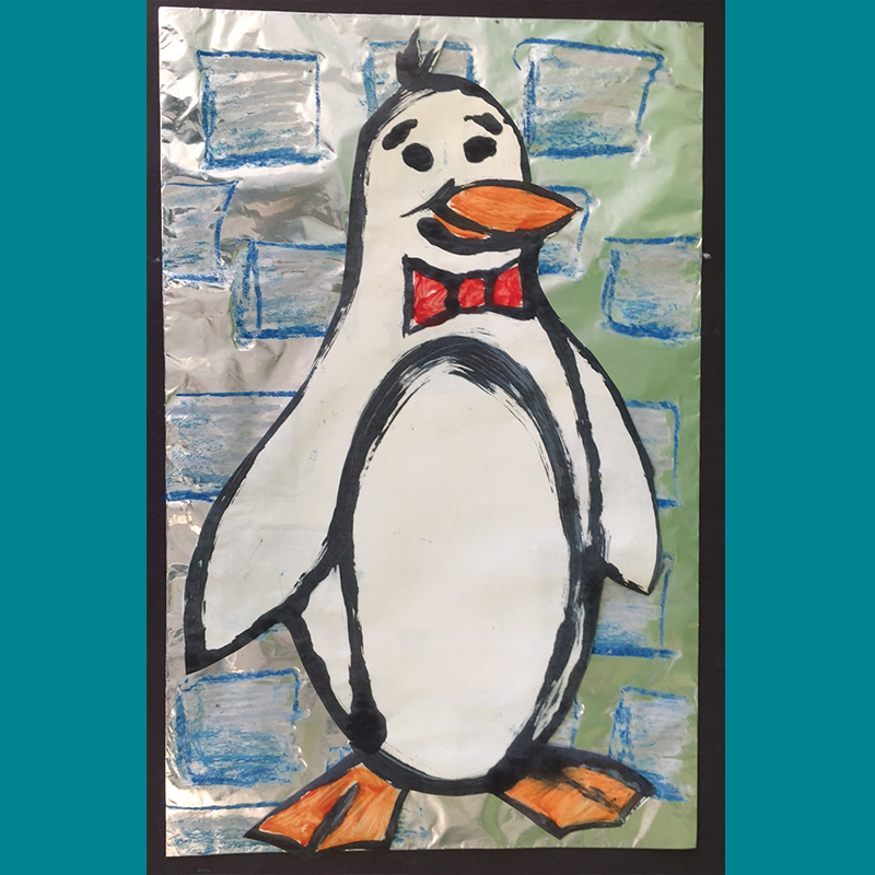 Kidcreate Studio - Fairfax Station, How to Draw a Penquin Art Project