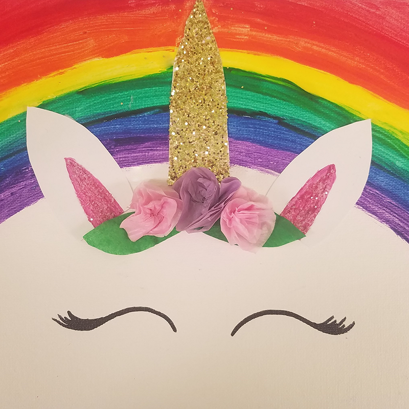 Kidcreate Studio - Johns Creek, Rainbow Unicorn on Canvas Art Project